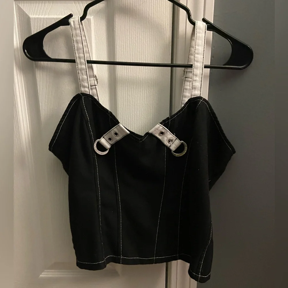 Royal Bones Black and White Crop Top - Picture 1 of 3